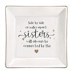 ElegantPark Sister Gifts Ceramic Jewelry Dish for Sister Birthday Christmas Gifts Personalized Sister Gifts for Sister from Sister Brother Women Square Ring Jewelry Trinket Tray