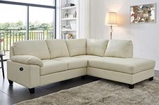 SC Furniture Ltd Cream Ivory High Grade Genuine Leather Corner Sofa RH Facing or Left Hand Facing BOSTON (Right Hand Facing) + USB