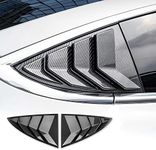 KUNGKIC Only For Tesla Model 3 2017-2024 Rear Side Window Louvers Air Vent Scoop Louver Window Scoop Louver Cover ABS Sun Rain Shade Vent Sport Style 2PCS Cool Exterior Decoration(Glossy Carbon Fibre)