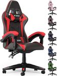 Racingreat Ergonomic Gaming Chair with Adjustable Height, Reclining Feature, Headrest, and Lumbar Support for Adults (Basics, Black/Red)