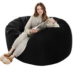 HABUTWAY Bean Bag Chair: Giant 4' Memory Foam Furniture Bean Bag Chairs for Adults with Microfiber Cover - 4Ft, Black