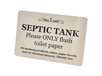 Septic tank Sign - aluminium composite with adhesive, notice, plaque for toilets, bathrooms, W.C, loo. rest room (Gold)