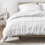 Bare Home Duvet Cover Set Full Size - Premium 1800 Super Soft Duvet Covers Collection - Lightweight, Duvet Cover - Soft Textured Bedding Duvet Cover (Full, Modern Plaid - White/Grey)