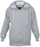 True Face Classic Men’s Hoodie | Comfortable Zip-Up Hooded Top | Long Sleeve Jacket with Ribbed Cuff | Hoodies are Ideal Weekend Wear Heather Grey - With White Cord L