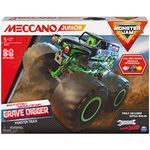 Meccano Junior, Official Monster Jam Grave Digger Monster Truck STEM Model Building Kit with Pull-Back Motor, Kids Toys for Ages 5 and up