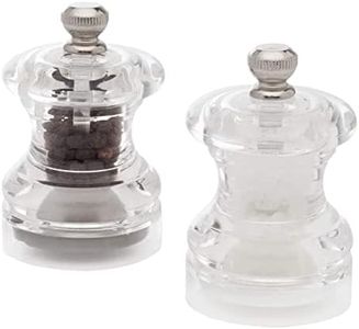 Cole & Mason Button Mini Salt & Pepper Mill Gift Set - Mini Travel Salt & Pepper Grinders - Adjustable Spice Tools - Refillable Salt & Pepper Mills - Hand Wash Kitchen Tool - Clear Acrylic