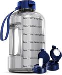 AQUAFIT 1 Gallon Water Bottle with Time Marker - Straw & Chug Lid - BPA Free Big Water Bottle with Straw - Gym Water Bottle with Handle - Motivational 1 Gallon Water Jug (128 oz, Clarity)