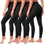 Hi Clasmix 4 Pack Leggings for Women-High Waist Tummy Control Yoga Pants Non See-Through Workout Running Tights(4 Pack Black,S-M)