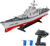 GoolRC Remote Control Warship RC Military Battleship, 1:390 Scale Remote Control Boat for Lakes and Rivers, 2.4GHz RC Armed Cruiser Boat Model with Low Battery Alarm and 2 Batteries for Adults