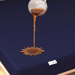 MY ARMOR Waterproof Quilted Mattress Protector King Size 78x72 Inch, Ultra Soft Cotton Cover, Breathable Noiseless Fitted Bed Protector with Elastic Skirting (6.5x6 ft, King) – Navy Blue