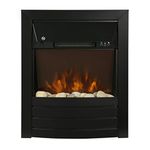 Zanussi ZEFIST1003B 2 KW Black Electric Inset Fire Stove with 2 Heat Settings, Timer and Remote Control, Independent LED Flame Effect, 20-30 m2 Room Size