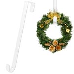 CHEERYMAGIC Christmas Metal Wreath Hanger, 31 x 2.5cm White Christmas Wreath Door Hanger Over Door Wreath Hook Holder for Christmas Home Office Wall Wedding Wreath Display A7HHGG (White)