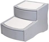 Pet Gear Easy Step II Pet Stairs, 2 Step for Cats/Dogs up to 75-pounds, Portable, Removable Washable Carpet Tread, Essential Grey