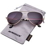 Upgraded Aviator Sunglasses for Men and Women Police Polarized Sun glasses Gradient Lens Military Pilot Style with UV 400 Protection (Gold/Purple Gradient Wine Red)