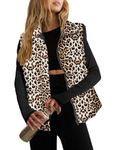 Zeagoo Women Puffer Vest Lightweight Stand Collar Sleeveless Winter Warm Zip Up Padded Outerwear Jackets with Pockets, White Brown Black Leopard, Medium