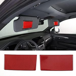Car Sun Visor Panel Trim Cover Sticker for Honda Pilot 2016-2022/ Ridgeline 2017-2023/ Passport 2019-2023, Car Visor Makeup Mirror Panel Trim Cover, Carbon Fiber (Red)