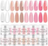 Saviland Acrylic Powder Set: Keratin Professional Acrylic Nail Powder Clear/Nudes/Pink Acrylic Ultra Fine Powder for Nail Extension 3D Nail Art Quick Dry Salon Quality Acrylic Nails 10G * 10