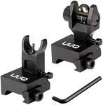 UUQ Fiber Optic Iron Sights,Flip Up Front and Rear Sites with Red&Green Dot,BUIS Backup Sight Set for Airsoft Gun, Tool-Free Adjustable Front Sight Rapid Transition,Fits Picatinny or Weaver Rails