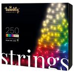 Twinkly Strings – App-Controlled LED Lights String with 250 RGB+W (16 Million Colors + Pure Warm White) LEDs. 65.6 feet. Clear Wire. Indoor and Outdoor Smart Lighting Decoration