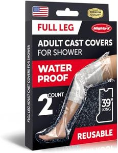 100% Waterproof Cast Covers for Shower Leg - Tight Seal - 2pk Reusable Adult Full Leg Cast Protectors - Thigh, Knee, Ankle, Foot - Strong and Durable