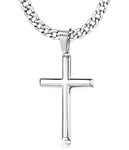 FIOROYAL 925 Sterling Silver Cross Necklace for Men Stainless Steel Silver Cuban Chain Silver Cross Pendant Necklace for Women Crucifix Necklace Cross Chain Necklace Jewellery 51CM