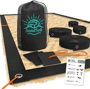 SandVoll Beach Volleyball Lines for Sand - Portable 2 inch Webbing Set for Outdoor + Sand Anchors and Net Bag. Official AVP/FIVB Court Size Dimensions (26.3' x 52.6') inch, Black