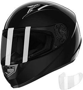 GLX GX11 Compact Lightweight Full Face Motorcycle Street Bike Helmet with Extra Tinted Visor DOT Approved (Black, Medium)