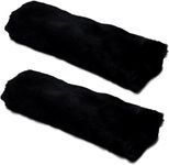 ANDALUS Australian sheepskin seatbelt covers Pack of 2 - Soft Shoulder Seatbelt Cover for Universal Vehicle Compatibility & Backpacks - Suitable for Adults, Kids, and Infants (Black, 10.6 Inch)