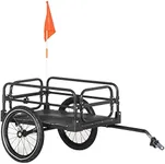 Aosom Bike Trailer, Bicycle Cargo Trailer with Suspension, Triple Safety Features, 16" Wheels, Outdoor Wagon Carrier with Hitch, Steel Frame, Black