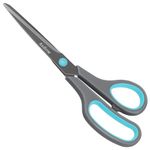 Asdirne Teflon Coating Scissors, Stainless Steel Blades, Soft Grip Handle, Suitable for Households,Offices and Schools, All Purpose, Blue/Grey, 21.5 cm