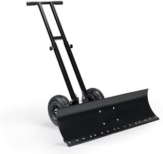 ONECHOI Snow Shovel with Wheels, 39X10inch Angled Steel Blade，Heavy-Duty Snow Shovel Pusher and Plow with Height Adjustable Handle for Driveway and Efficient & Back-Saver Snow Removal