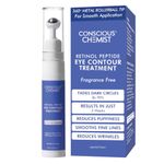 Conscious Chemist® Retinol Peptide Under Eye Cream With Soothing Massage Roller | Under Eye Roll On For Dark Circles, Fine Lines & Puffy Eyes | For Women & Men | 15 ml