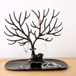 Oblivion Plastic Deer/Antlers Jewelry Holder Deer Tree | Creative Sika Deer Tree Tray Display Stand Holder (Black)