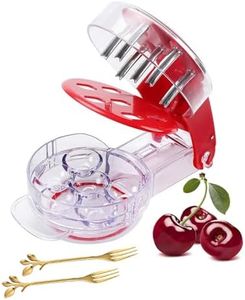 CheiyQu Cherry Pitter, Cherry Pitting Tool Stainless Steel Cherry Pit Tool with 6 Groove Cherries Stoner Remover, Fruit Pit Remover with Space-Saving Lock & Splatter Shield Protects Cherry