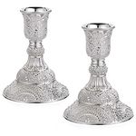 BSTKEY 2 Pack Metal Candle Holder Candlestick Holder Stand, Table Decorative Votive Candle Centerpiece Holder, Silver Taper Candle Holder Candlelight Stand