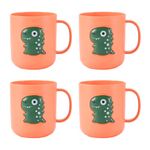 WHOLE HOUSEWARES Dinosaur Mugs for Kids - Set of 4 Plastic Mug in Assorted Colors - Dino Cups Table Decorations for Themed Parties - Dinosaur Party Favors, Dinosaur Gifts for Boys and Girls