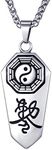 MOO&LEE Men's Stainless Steel Necklace Taoist Yin Yang Taichi Symbol Amulet Pendant with 24 Inches Link Chain, Metal