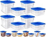 Yungyan 8 Pcs Restaurant Food Storage Containers with Lids Set 2Qt and 4Qt Commercial Restaurant Square Storage Containers Clear Food Cereal Storage Container for Kitchen Freezer and Dishwasher Safe