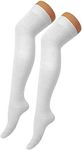 MOLLY MALOU Ladies Girls Women Over The Knee Plain Socks Comfortable Cotton Rich UK Size 4-6.5 (White)