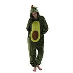 COSUSKET Snug Fit Unisex Adult Onesie Pajamas, Flannel Cosplay Animal One Piece Halloween Costume Sleepwear Homewear, Avocado, Small