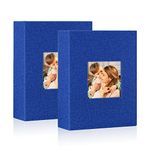 Lanpn Photo Album 5x7 100 Pockets 2 Packs, Linen Picture Book with Clear Plastic Sleeves Pages Holds Top Loading Vertical Photos Only (Blue)