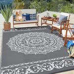 Zacoo Outdoor Rugs Vintage Floral Plastic Straw Rug Waterproof Indoor Outdoor Carpet Large Portable Reversible Patio Rug for Camping,RV,Backyard,Deck,Picnic,Trailer,5'x8'