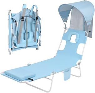 Backpack Beach Tanning Chair with Canopy Sun Shade & Face Hole, 6 Position Folding Lounge Sun Chair for Adults Outside Reading Sunbathing Poolside Camping Lawn, UPF 50+, Patent Design