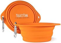 Mighty Paw Collapsible Travel Dog Bowl Set - Silicone Food and Water Bowls - Bonus Carabiner Clip - Ideal Hiking Bowl - Camping - Walking - Lightweight - Leak-Proof Dog Set - Orange - 2 Pack (27 oz)