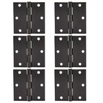 Zion 3 Inches Matte Black Door Hinges 3 X 3 Black Interior Door Hinges Heavy Duty Hinges Square for Hollow Core Doors Black Door Hardware - 6 Pack