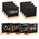 12 Pcs Mini Chalkboard Signs, 10 * 7.5cm Double Sided Small Blackboard with Wooden Stand Mini Blackboard Message Tabletop Board for Message Signs Food Labels Party Table Decoration Price Tag