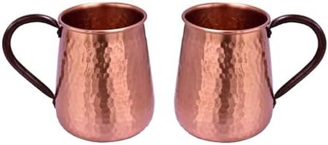 De Kulture Works Handmade Pure Copper Mug Moscow Mule Set of 2-500 ml (Brown)
