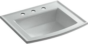 Kohler 2356-8-95 Vitreous China Drop-in Rectangular Bathroom Sink, 25.5 x 21.5 x 10.125 inches, Ice Gray