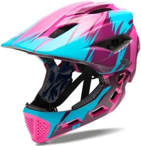 Kids Full Face Helmets, Kids Bike Helmet MTB Mountain BMX Multi-Sport Detachable Helmet from Toddler to Youth, Suggest Age 5-12 Years CPSC Certificated (Pink)