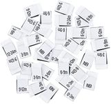 NBEADS 280 Pcs Clothing Month Labels, 7 Styles Clothing Size Labels Embroidered Labels Tags Rectangle White Polyester Garment Accessories for Clothing Sewing Sew on Clothes